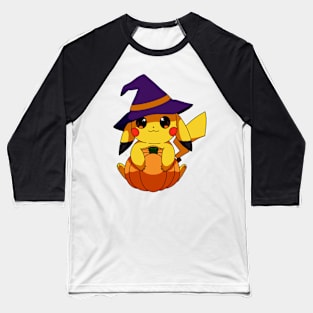 Witch And Pumpkin Halloween Baseball T-Shirt